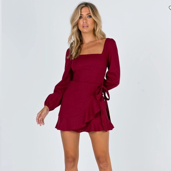 Princess Polly The Villa Mini Burgundy Dress - Picture 8 of 8